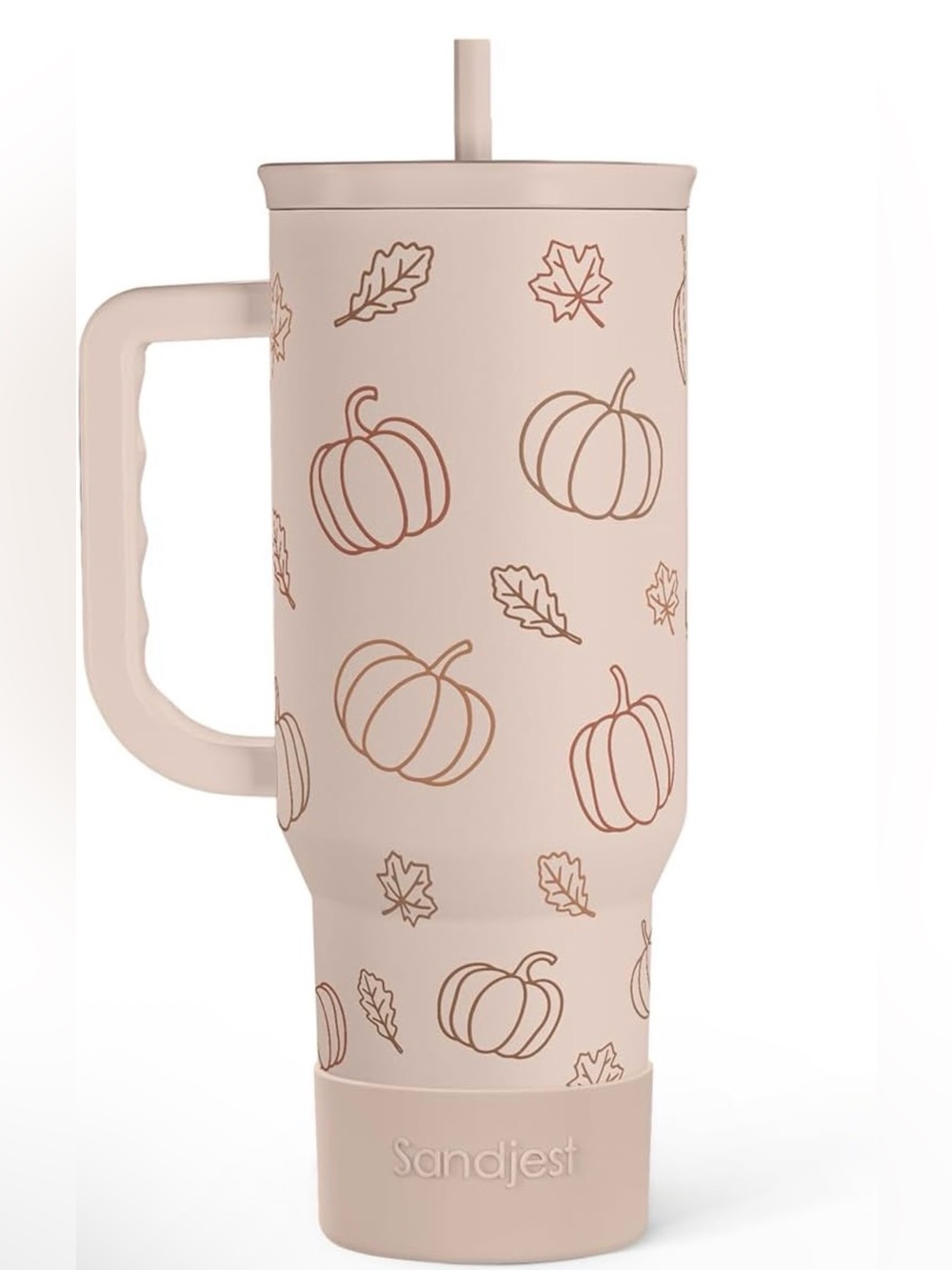 NWT Pumpkin Tumbler with Handle and Straw 40oz – Stainless Sleel Slider Tumbler